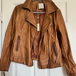 Max Studio Faux Brown Leather Jacket